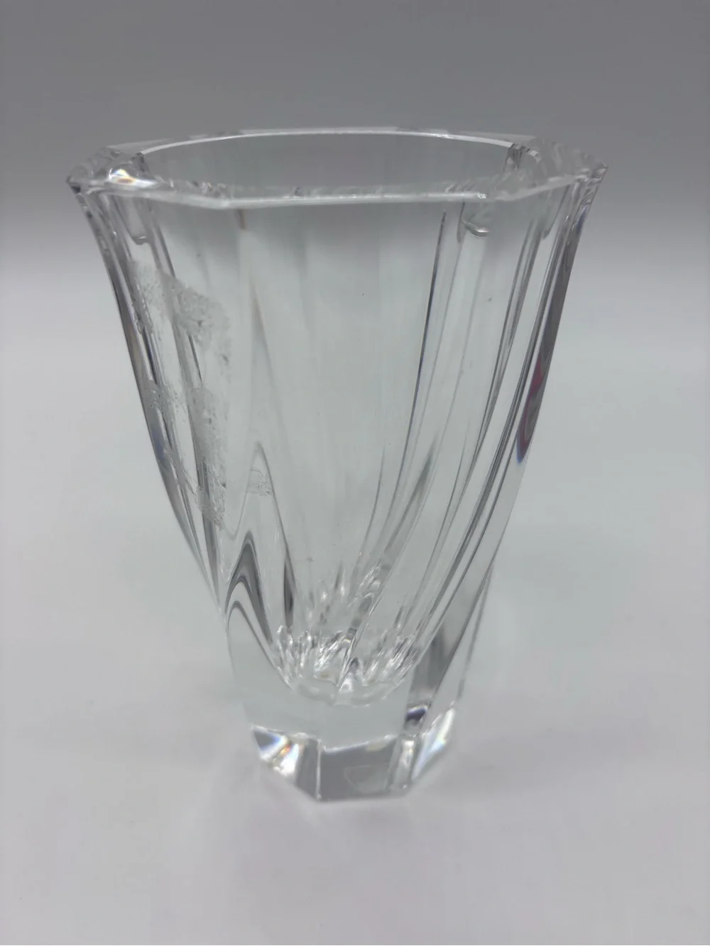 Orrefors Kostaboda Clear Crystal Vase with Sculpted Form
